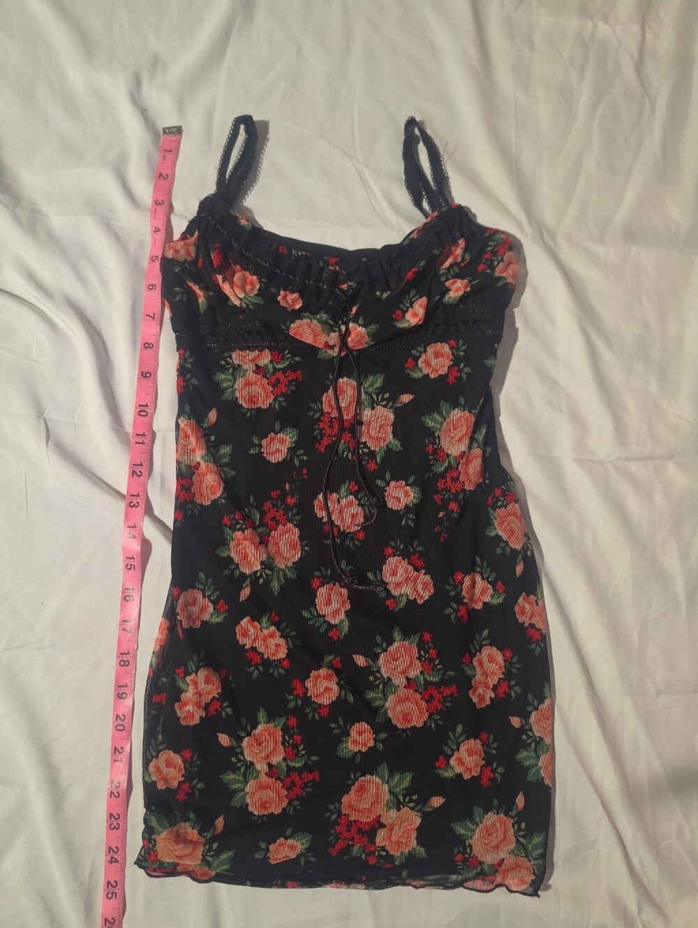 Y2K Vintage Floral Mesh Cami Mini Dress
